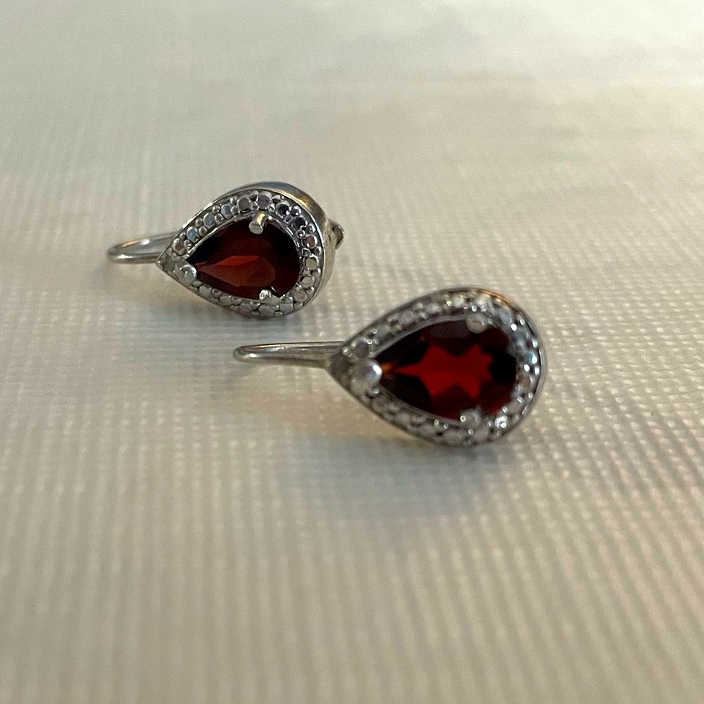 Garnet Earrings set in Sterling Silver